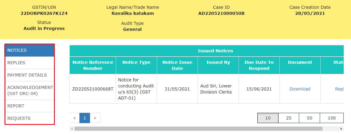 DRC 01 Notice in GST: Tax Demand and Compliance Details